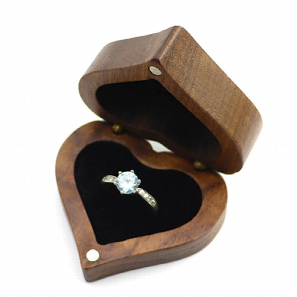 Heart Walnut Wood Ring Box Proposal Engagement Ring Holder Jewelry Storage boxes case cajas organizador for a