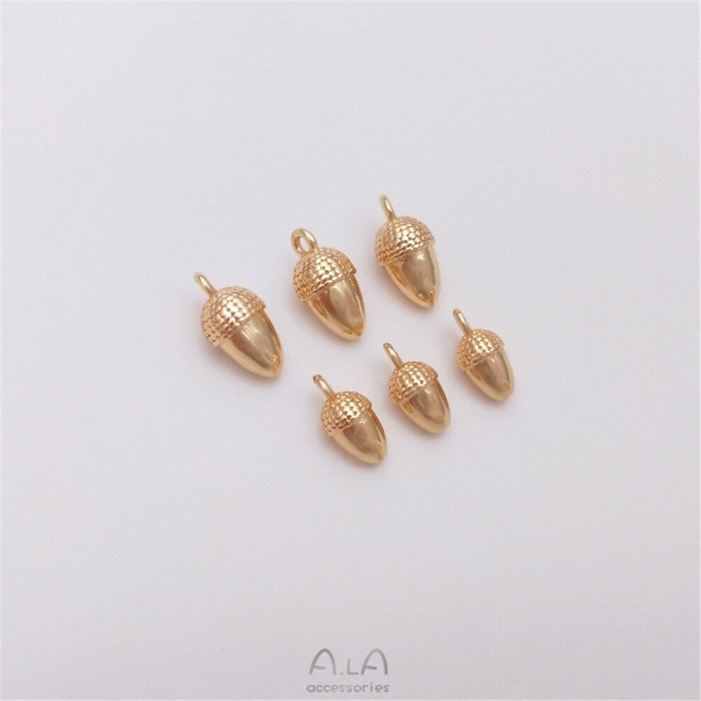 14K pine cone pendant Glossy nut drop pendant diy bracelet earrings pendant