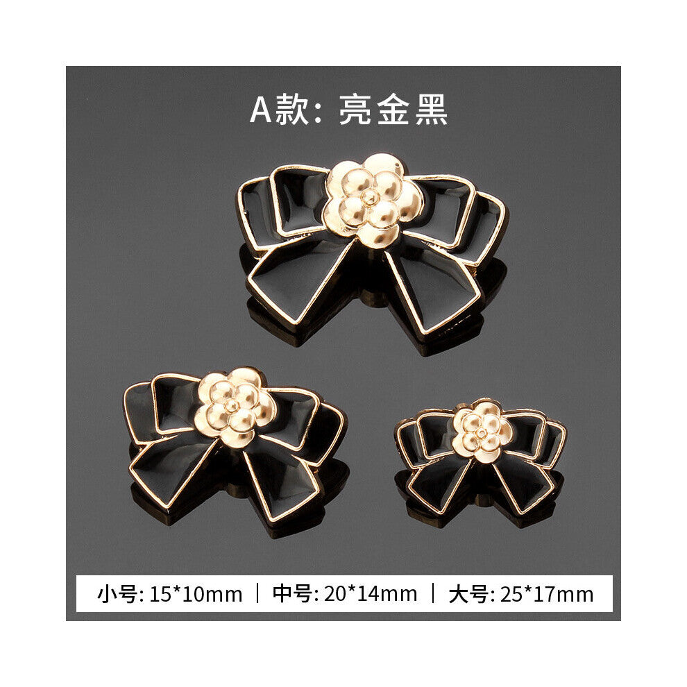 (SF 5 56 1 White-L) 5PCS Bowknot Small Vintage Clothes Blouse Women Suit Cardigan Sweater Overcoat Golden Decor Sewing Metal Buttons