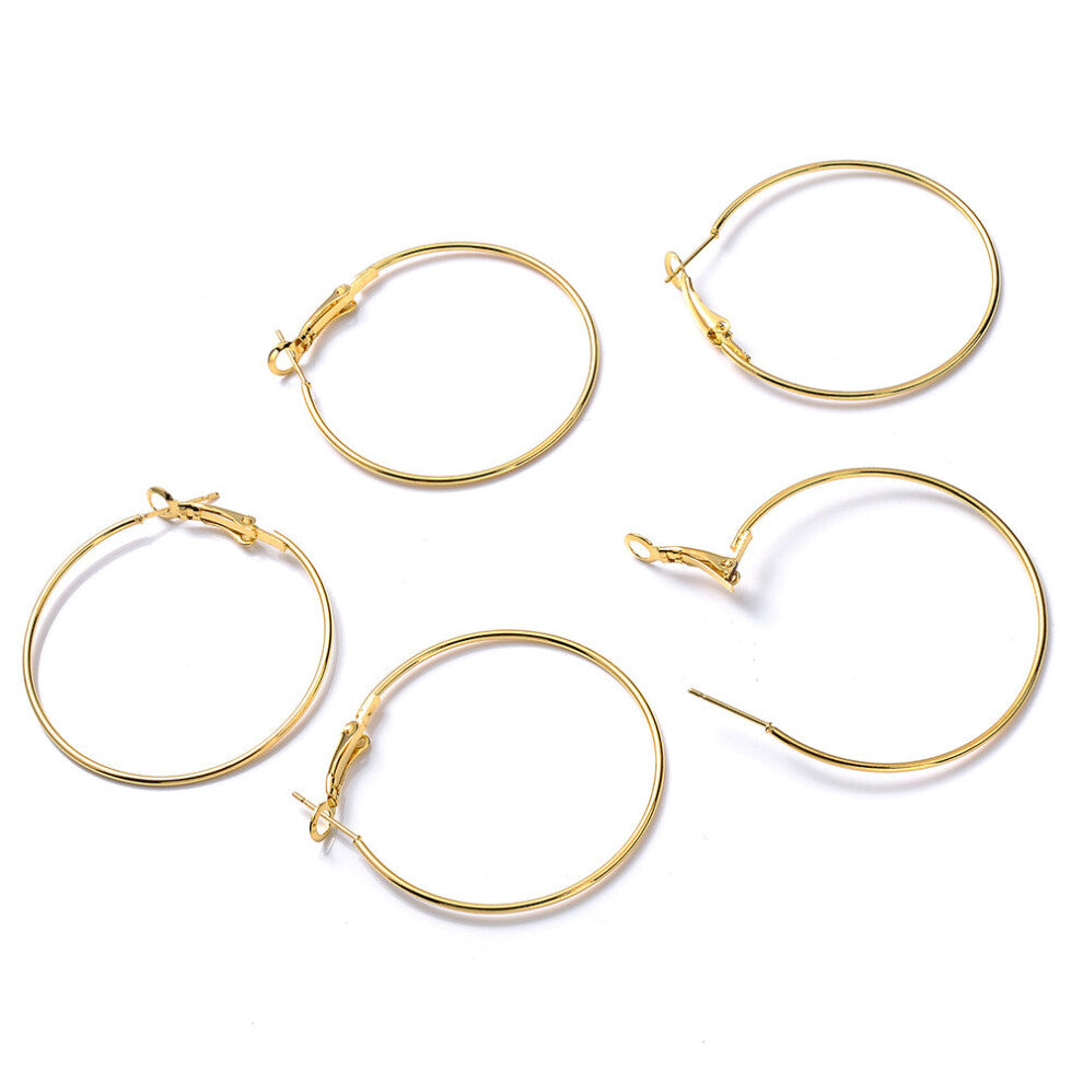 (gold White-25mm) 10pcs-Lot Silver Plated Earring Hoops Round Big Circle Hoop Earrings DIY Women Jewelry Making Accessories Supplies
