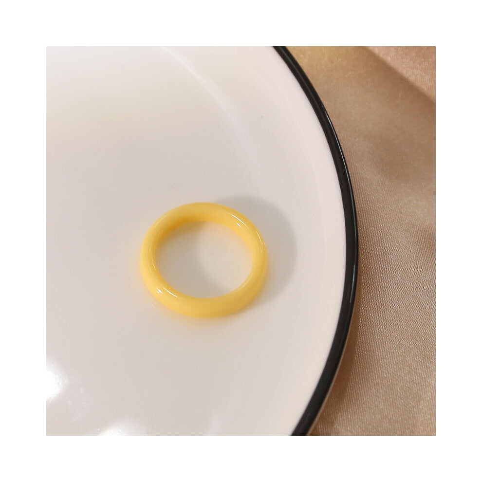 1pcs Sweet Candy-colored Resin Ring Temperament Small Fresh Ins Plain Ring Niche Girl Heart Index Finger Ring