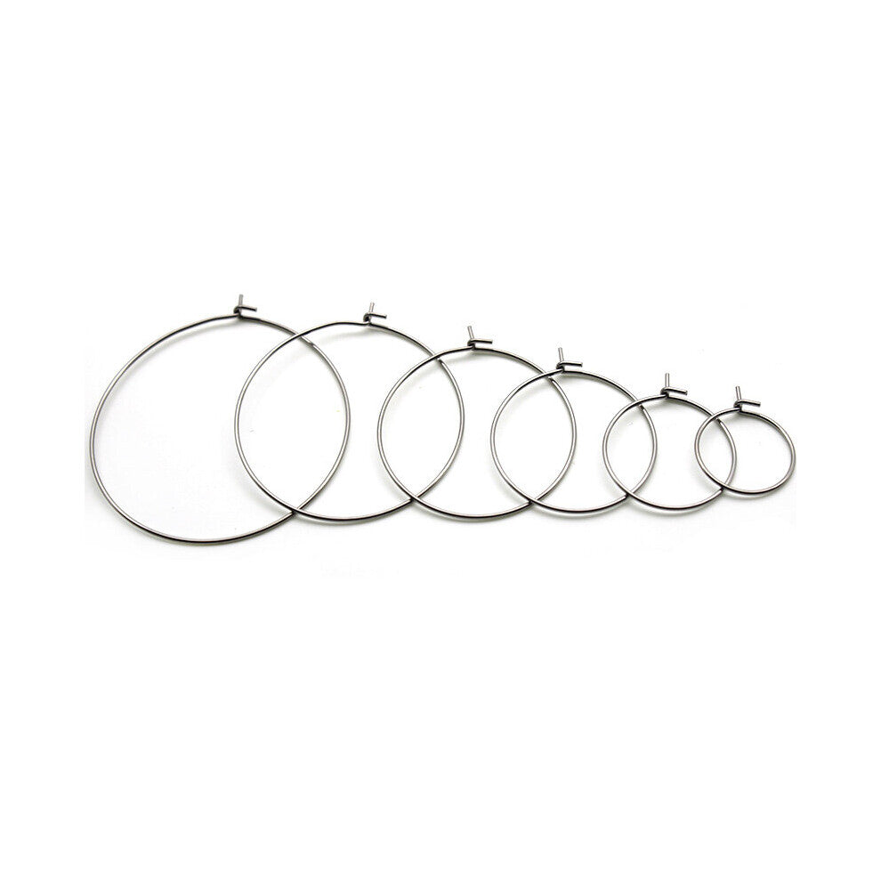 (steel White-20mm) 20pc Hypoallergenic Stainless Steel Rose Big Circle Wire Hoops Loop Earrings DIY Dangle Earring Jewelry Making Accessories