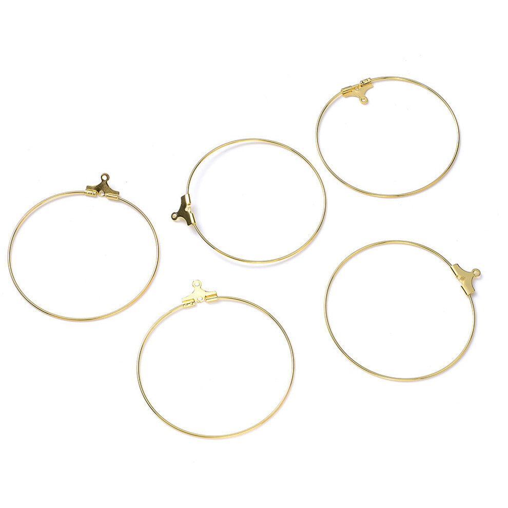 (gold White-25mm) 30pcs 20-25-30-35-40-45mm Big Round Circle Earring Hoops For DIY Jewelry Making Supplies Accessories