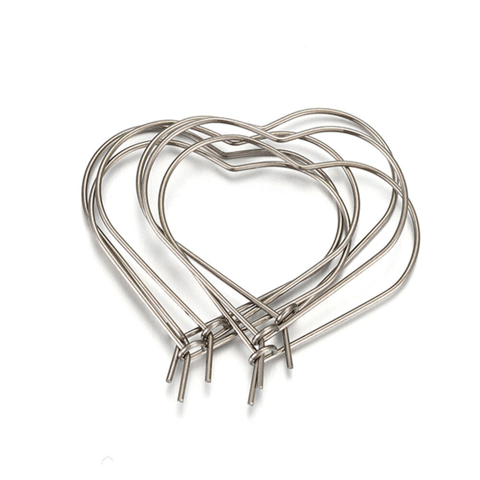 (Heart Steel Gray-30mm) 20pcs Stainless Steel Star Love Heart Earrings Pendants Wire Loop Hoops Dangle Drop Earring DIY Jewelry Making Accessories