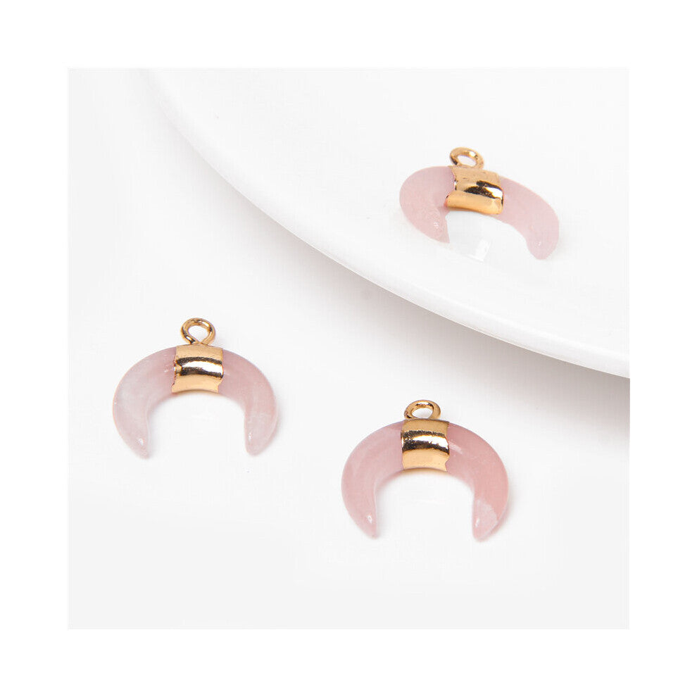 (1 Rose quartz White-1 Piece) Hot Moon Shape Stone Pendant Rose Quartzs Labradorite Reiki Charms Fit Women Necklace Earrings Chokers Jewelry Accessori