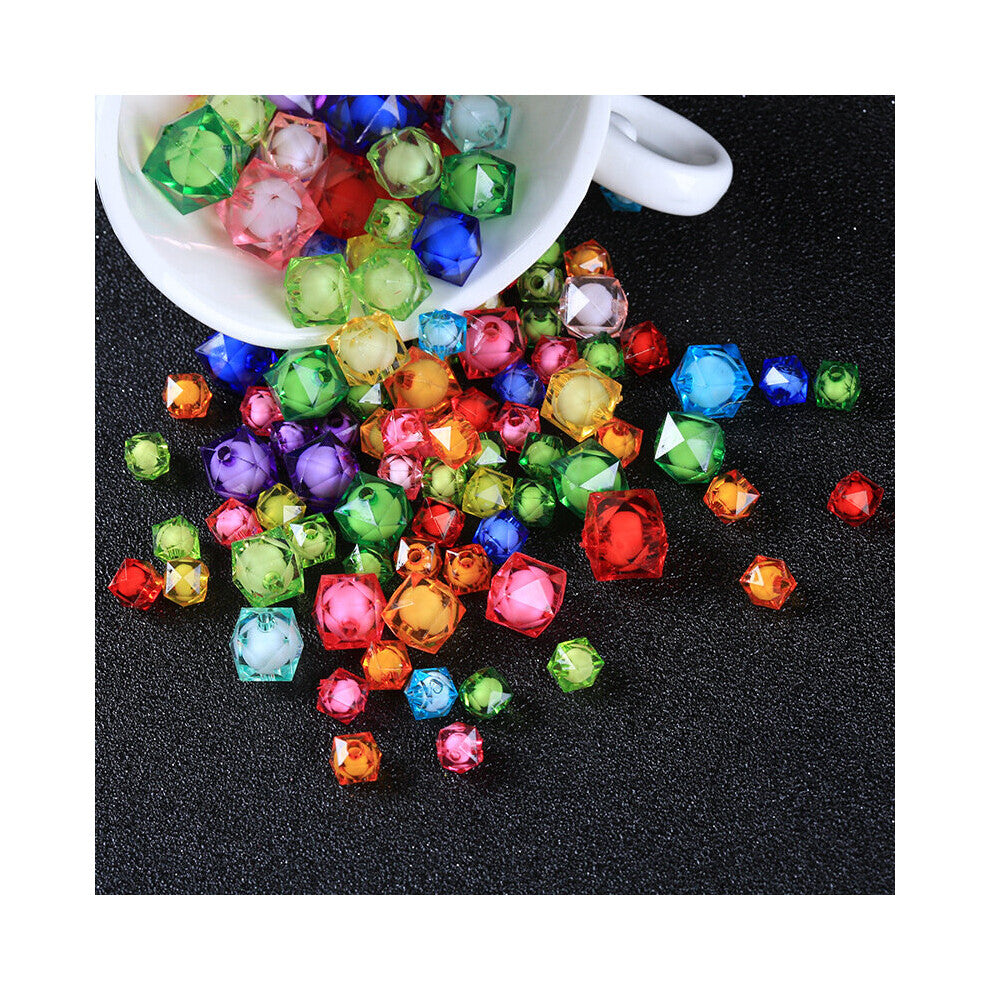 (Random Mix White-10mm 50pcs Other) 8-10-12mm Transparent Square Acrylic Faceted Bead In A Bead Beads Jewellery Children Diy Toys Beads