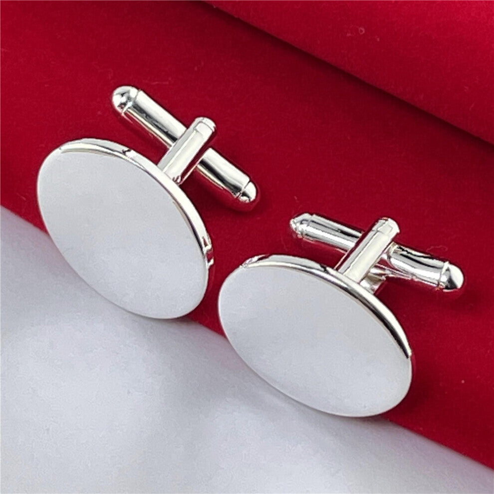 925 Silver Cufflinks Oval Buttons Jewelry