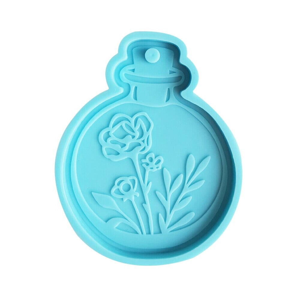 Keychain Gem Flower Bottle Vase Silicone Mold with Hole Keyring Pendant Mold Birthday Gift