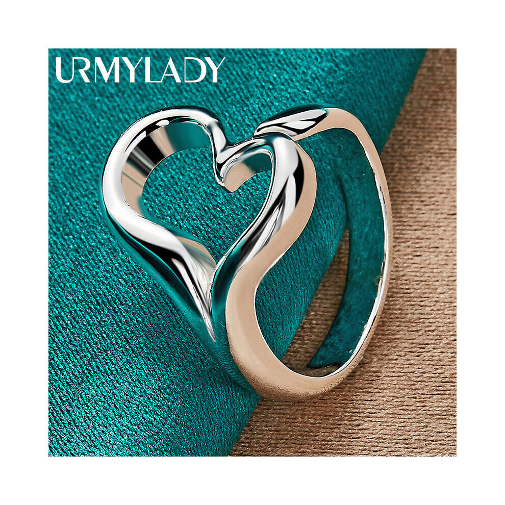 925 Sterling Silver Heart Charm Ring For Women Wedding Engagement Jewelry