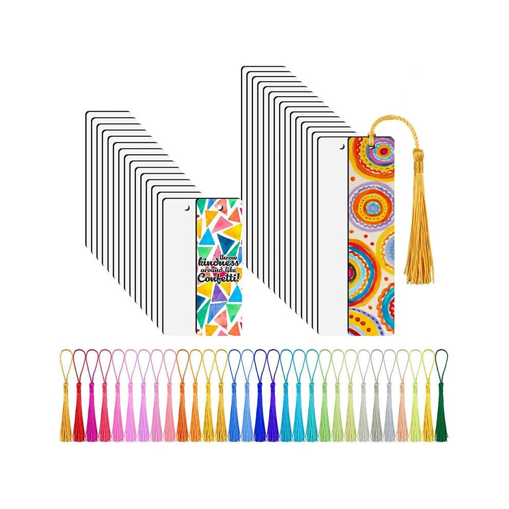 30pcs Double Sided Dye Sublimation Blank Bookmark Heat Transfer Blank with Colorful Tassel Diy Craft Neutral Fiberboard Dropship