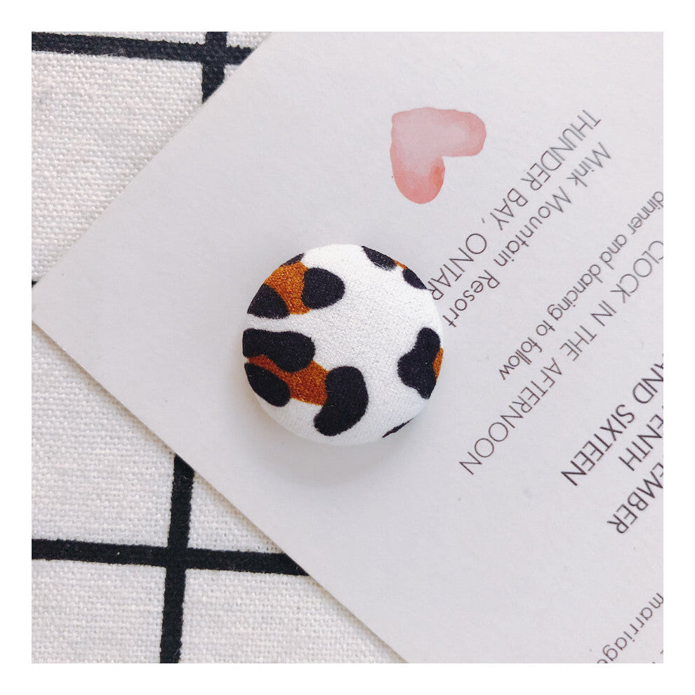 20 pieces - Autumn and winter earrings leopard round cloth buckle jewelry material DIY flat head earrings accessories