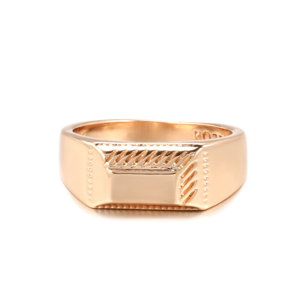 585 Rose Classic Glossy Ring for Women Men Wave Pattern Carve Hearts & Arrows Zircon Cut Fine Wedding Ring Jewelry