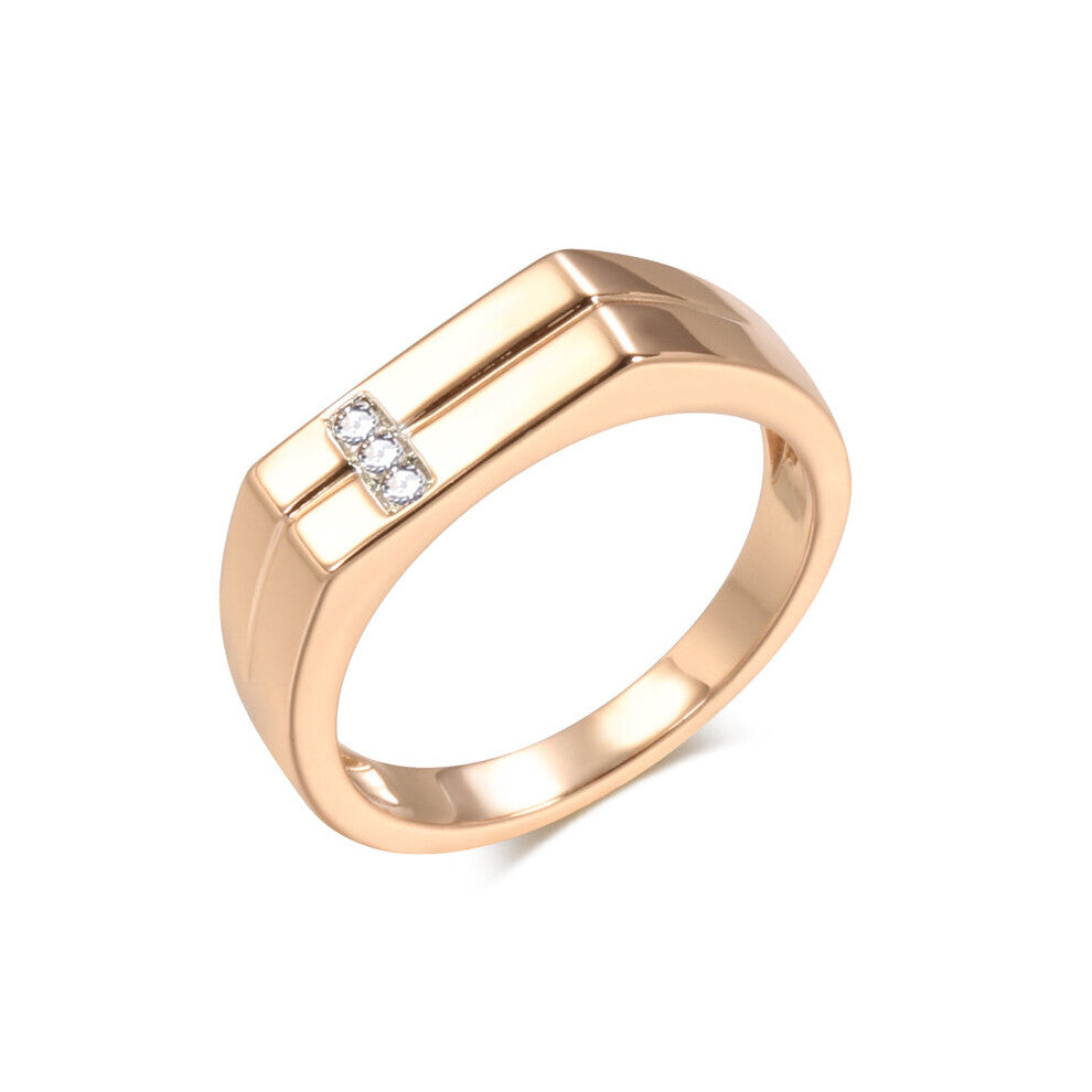 585 Rose Classic Glossy Ring for Women Men Wave Pattern Carve Hearts & Arrows Zircon Cut Fine Wedding Ring Jewelry