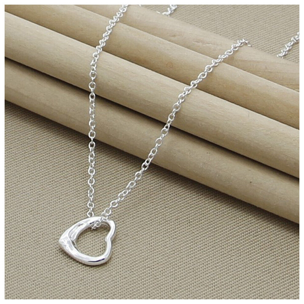 925 Sterling Silver Love Heart Pendant Necklace Chain For Women Wedding Engagement Charm Jewelry