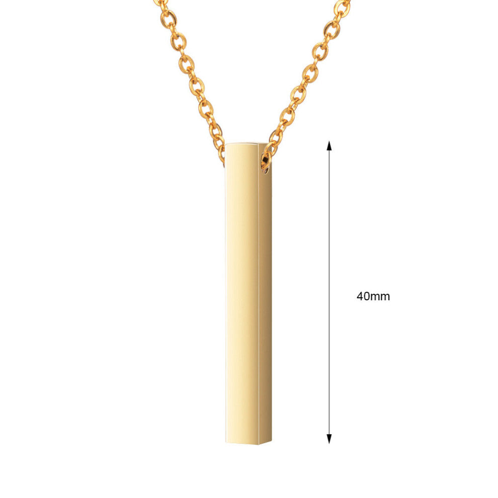 Personalized Names Bar Necklace for Women Engraved Coordinates Date Text Pendant Chokers Stainless Steel Jewelry