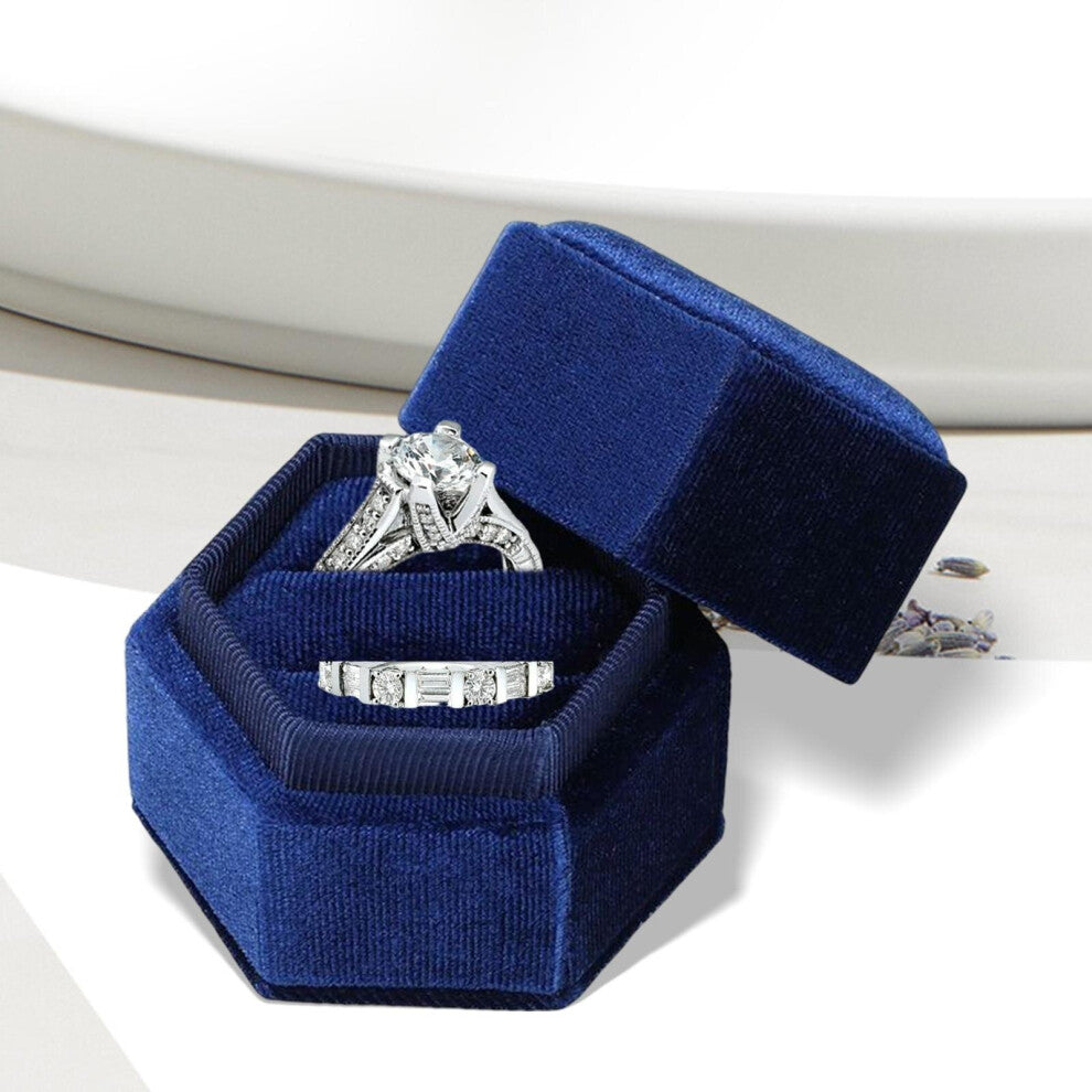 Wedding Ring Box Holder Case with Detachable Lid Jewelry Packaging Flannel Jewelry Box for Ceremony Engagement Birthday