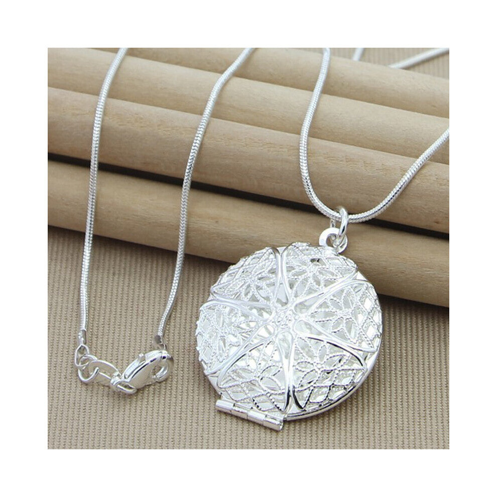 925 Sterling Silver Pendant Round Photo Frame Necklace Female Charm Classic Necklace Good Jewelry