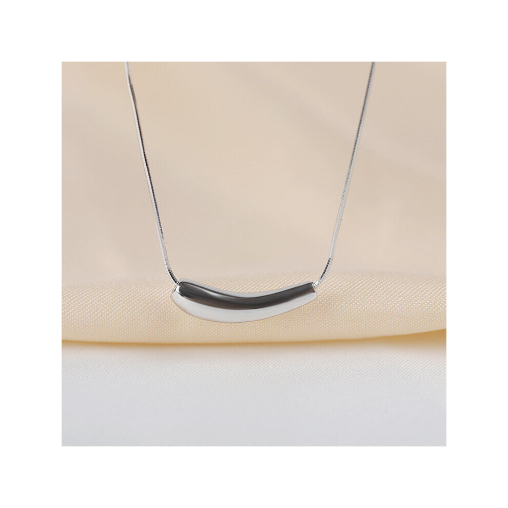 Small Eggplant Shape Pendant Golden Silver Tube Necklace Metal Clavicle Chain Jewelry For Women