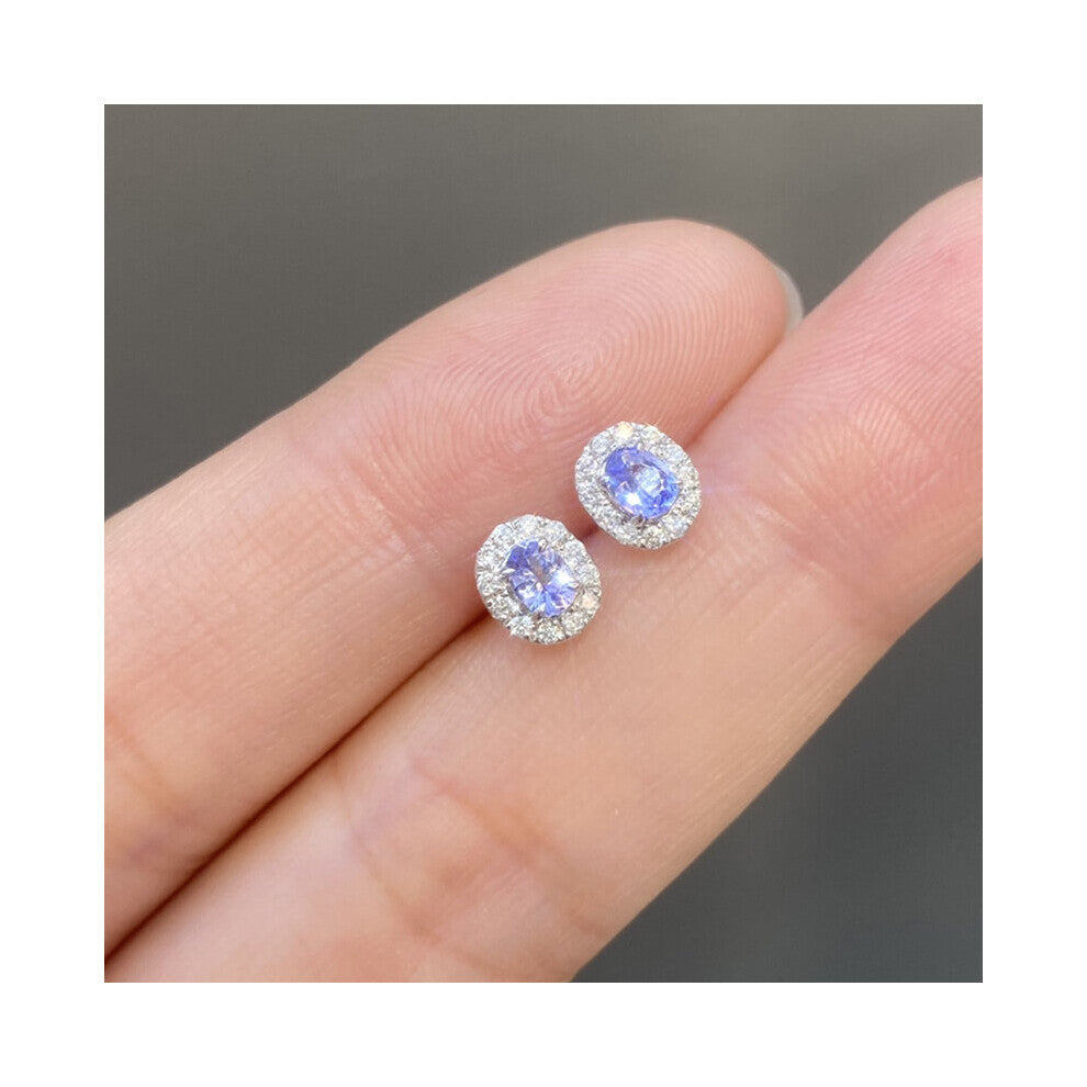 Lavender Round Zircon Earrings for Women 925 Sterling Silver Earrings Engagement Jewelry Party Jewelry