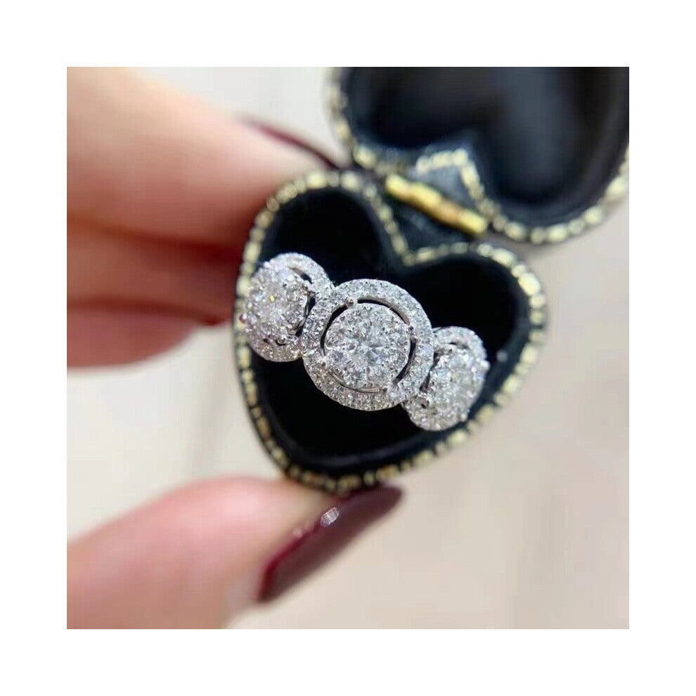 Bling Pave Set Cubic Zirconia Wedding Bands Ring Silver Engagement Bridal Promise Jewelry