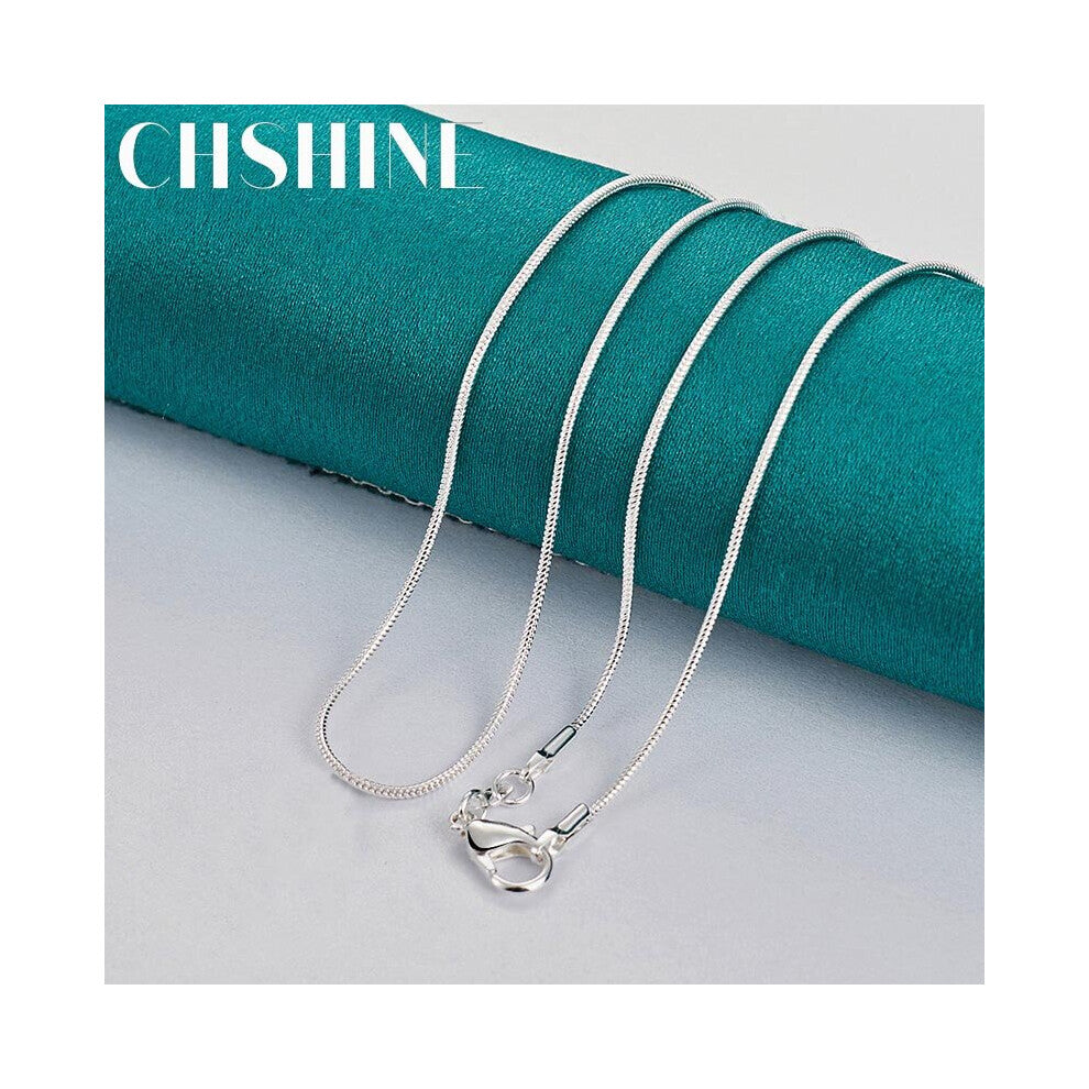 (Snake Chain White-40cm) 925 Sterling Silver Oval Photo Frame Pendant 16-30 Inch Necklace for Women's Charm Wedding Engagement Jewelry