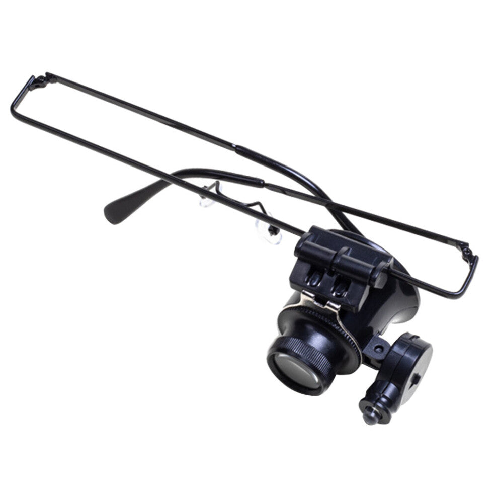 (Black Monocular White) Magnifier Loupe 20X Magnification Eye Glasses Lens Jeweler Watch Repair Tooln Monocular-Double Eye Loupe