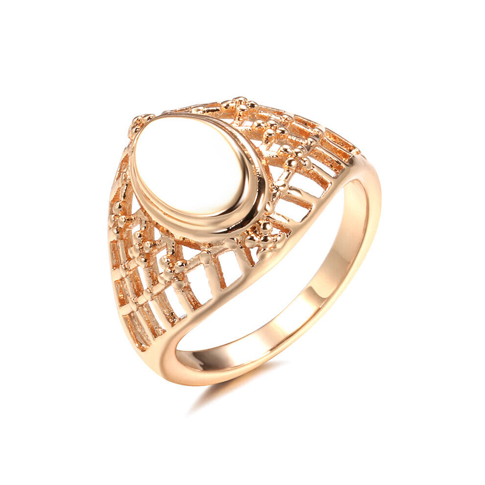 Summer Hot Minimalist Moroccan Vintage Hollow Jewelry Ring 585 Plating Glossy Party Ring for Women Accessories