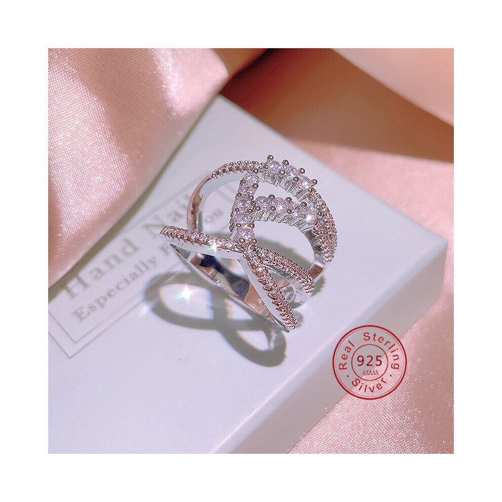 Wide Silver Rings Intertwined Lines Finger Rings For Women Silver Fine Jewelry Plated Platinum With S925 Stamp
