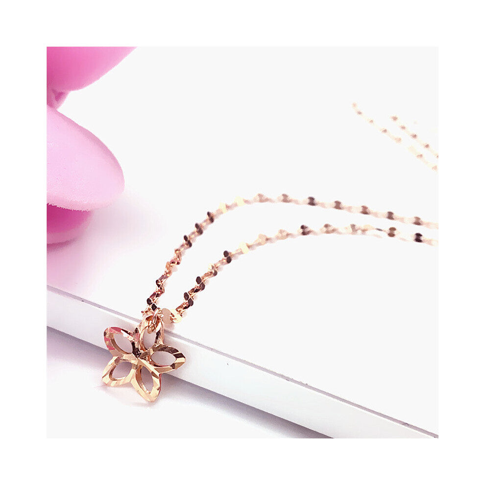 585 purple plated 14K rose flower pendant chains necklace Chinese sweet engagement light ladies jewelry