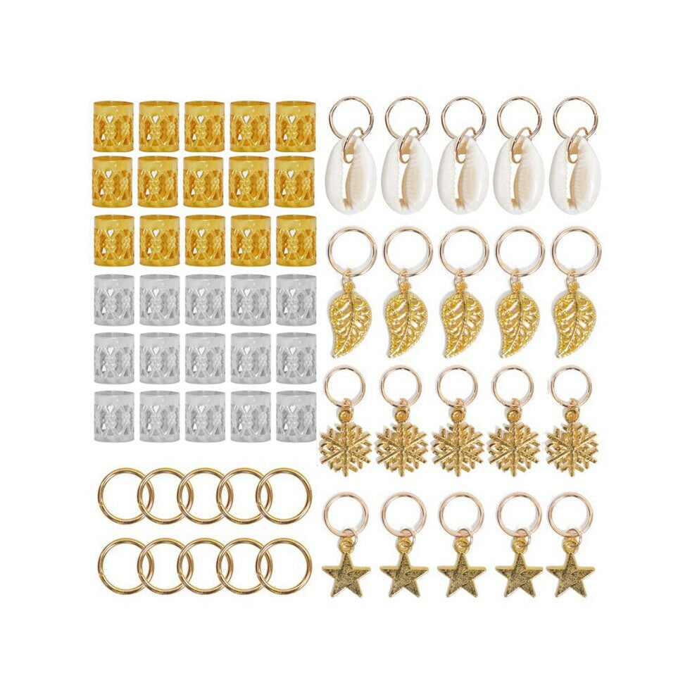 (PictUre Color) 80Pcs African Hair Jewelry Braid Accessories Decorations Metal Hair Ring TUbes CUffs Dreadlocks Dread Beads