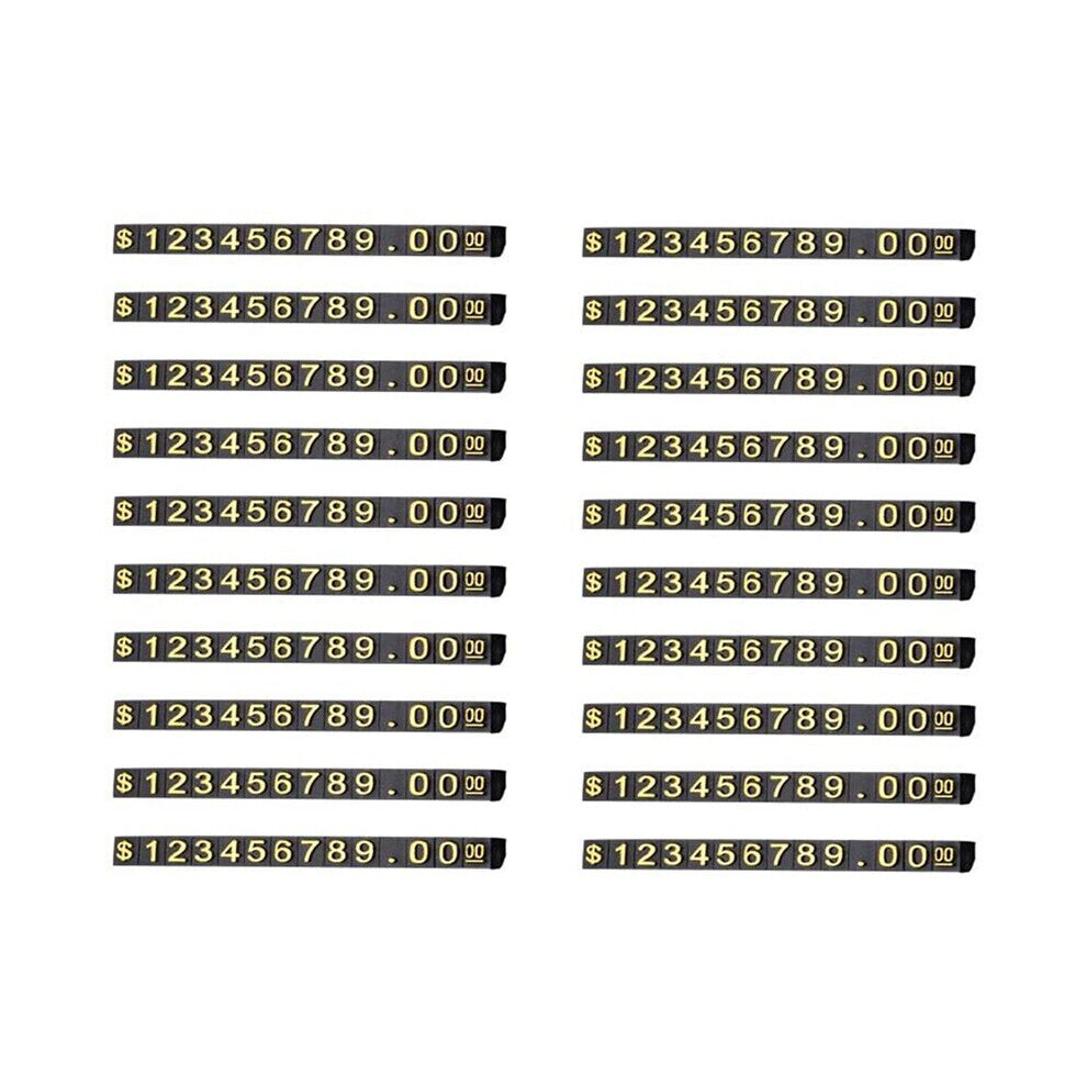(S) 20 Sets Display Square Adjustable Tag for Display Counter Stand Number Letter Dollar Block Kit S