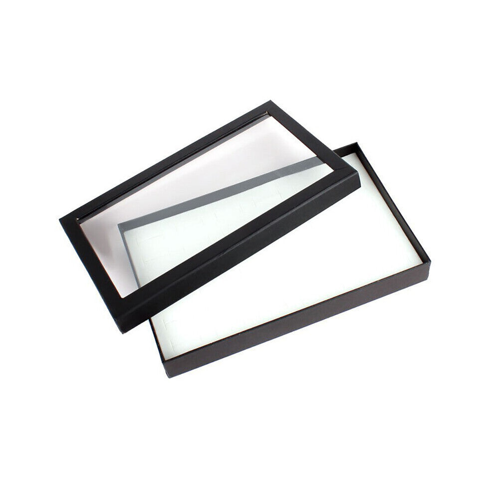 (White) Velvet Sponge Ring Display Box Cardboard Jewelry Storage Case Holder Showcase Ring Cufflink Jewelry Tray With Lid