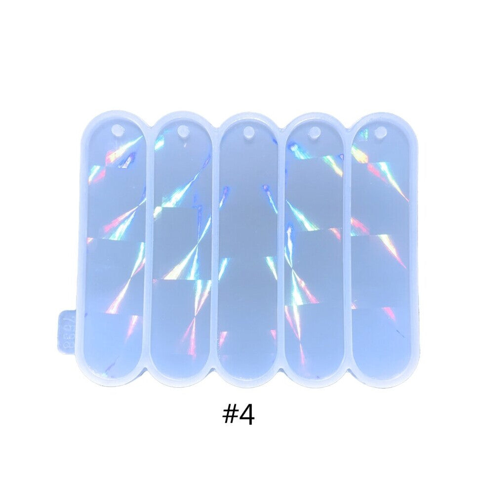 (White) Holographic Bookmarks Crystal Epoxy Resin Mold with Hangings Hole DIY Tassel Bookmarks Keychain Pendant Jewelry Silicone Mold