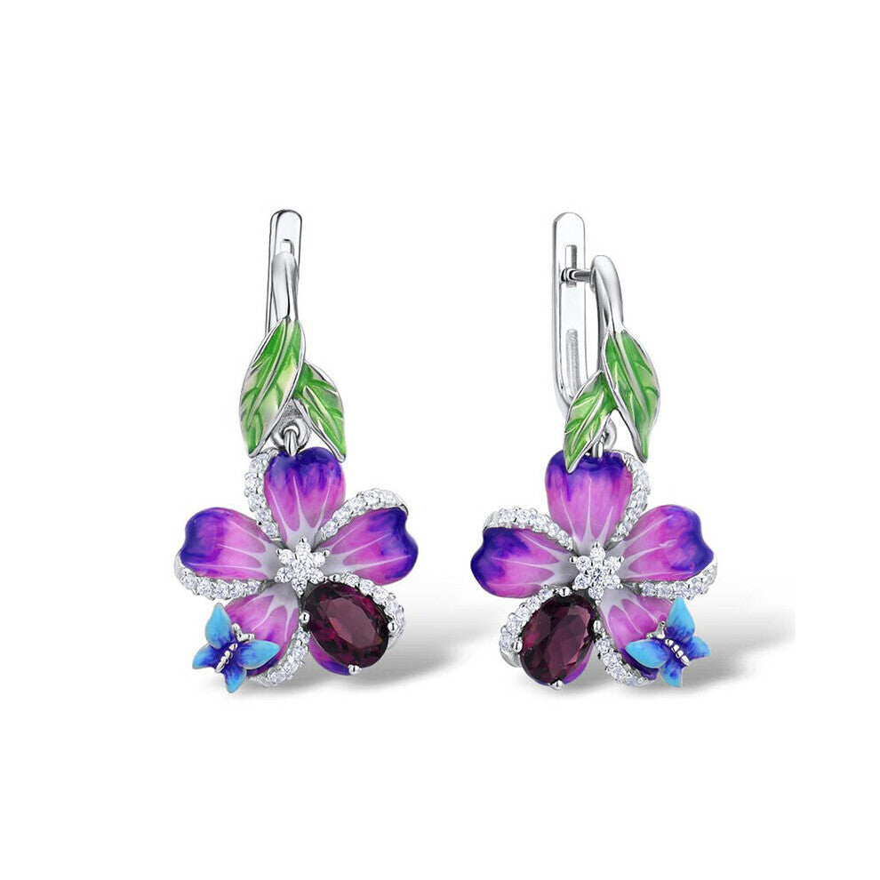 Earrings For Women High-Quality Zircon Enamel Butterfly Zircon Earrings For Girs Ear Hoops Female Fine Jewelry