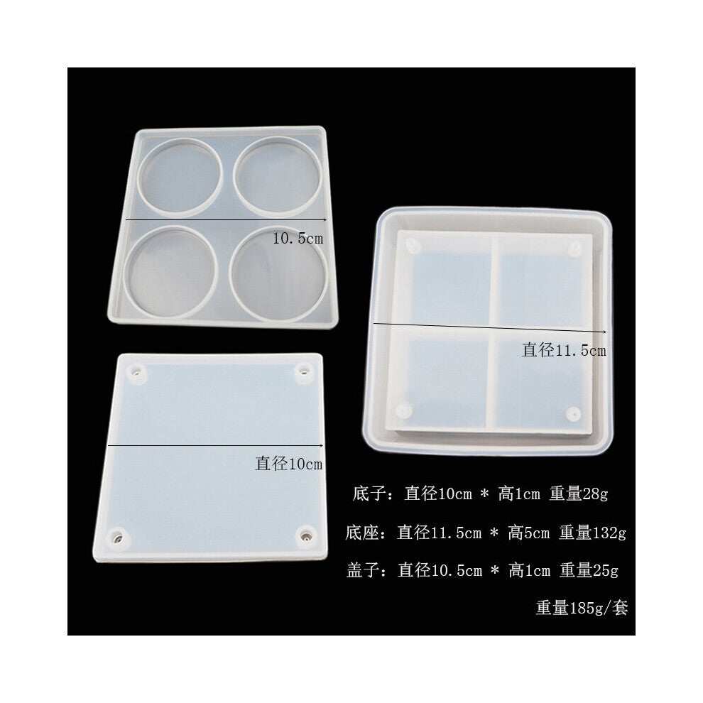 (1set Black) DIY Crystal Epoxy Silicone Mold Multi-layer Storage Box Jewelry Box Silicone Mold Set Swing Table Mold For Resin