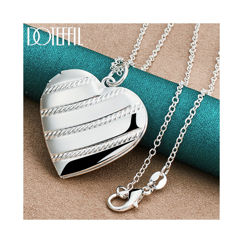 925 Sterling Silver Love Heaet Photo Frame 16-18 Inch Snake Chain Necklace For Woman Man Wedding Charm Jewelry