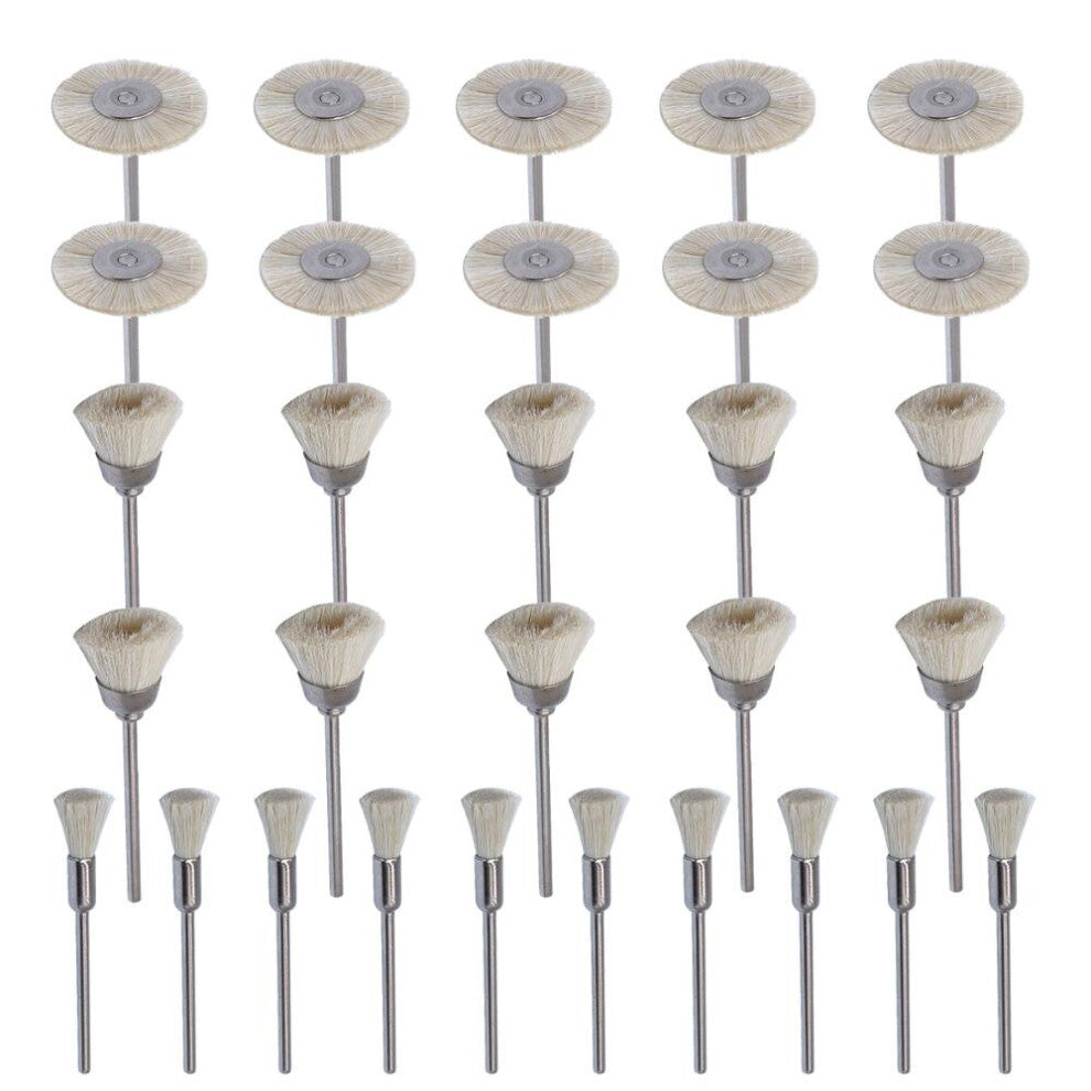 30PCS Nylon Bristle Brushes Cup Cleaning Brush Kit Soft Jewelry Polishing Buffing Wheels Mandrel 2.35 MM