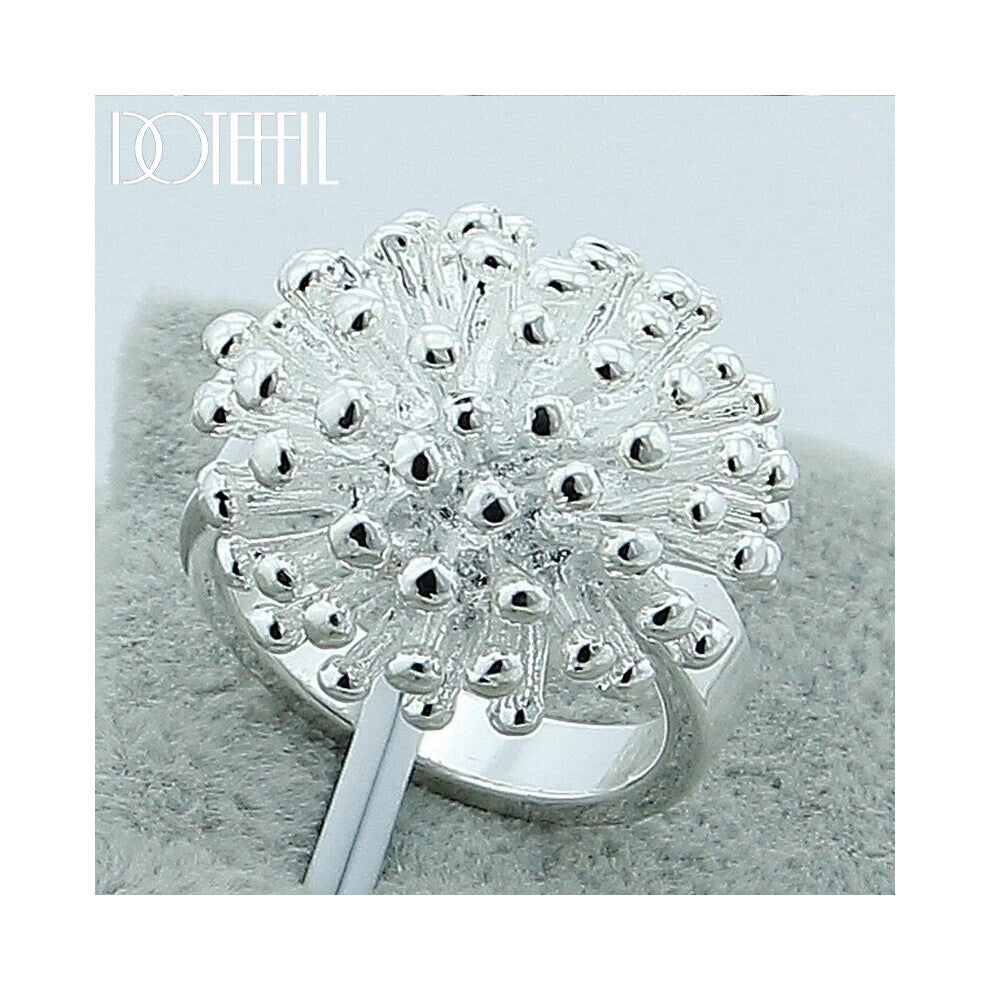 925 Sterling Silver Firework Coral Ring Woman Wedding Engagement Silver Jewelry
