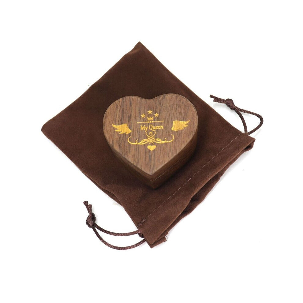 Wooden Heart Box Case for Proposal Engagement Wedding Ceremony Birthday Gift Pair Ring Holder Display Case