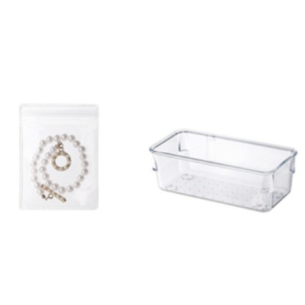 Jewelry Storage Bag Desktop Drawer Organizer Transparent Bracelet Ring Holder Zipper Closure Bag 30XMedium+1Xbox