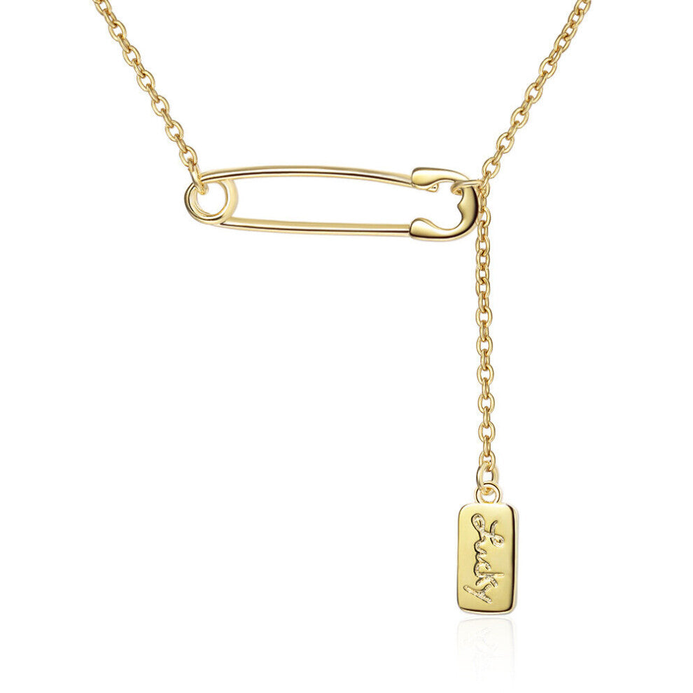 Real 925 Sterling Silver Brooch LOVE Chain 18K Plated Chokers Necklace for Women Fine Jewelry Drop