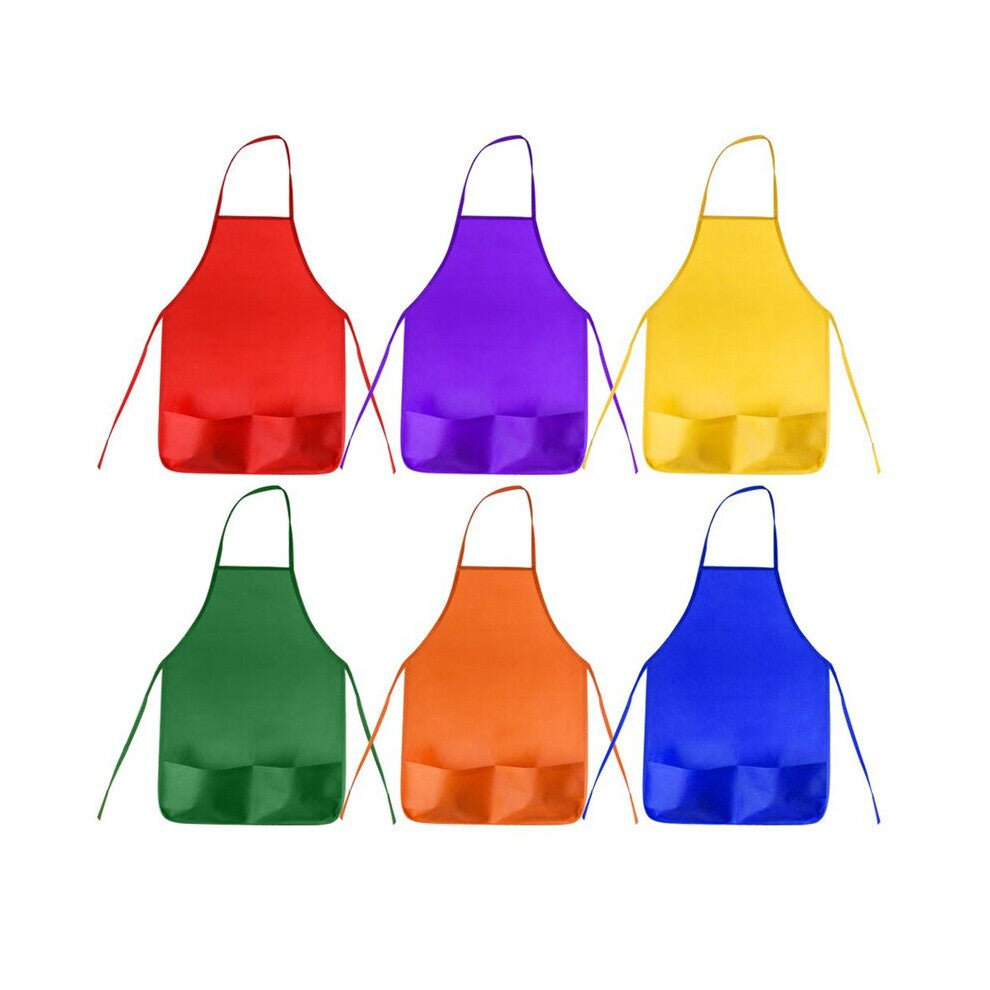 12 Pack 6 Kids Aprons Children Painting Aprons Kids Art Smocks With 2 Roomy Pockets For Kitchen And Classroom (Brushes Not