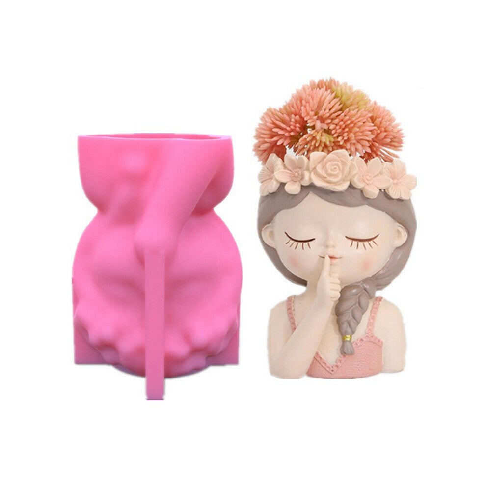 3D Girl Head Flower Pot Mold Succulents Planter Silicone Mould DIY Crafts Home Decorations Casting Tools Silicone Molds