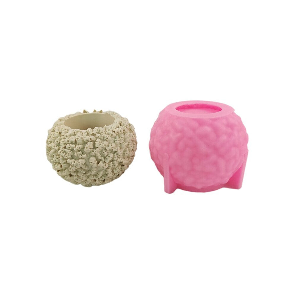 R3MC Skull Silicone Flower Pot Mold Succulent Plants Concrete Clay Cement Vase Moulds Pen Candle Holder Molds Pink DIY Making