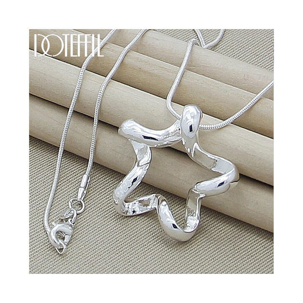 925 Sterling Silver Starfish Pendant Necklace 16-30 Inch Snake Chain For Women Wedding Engagement Jewelry