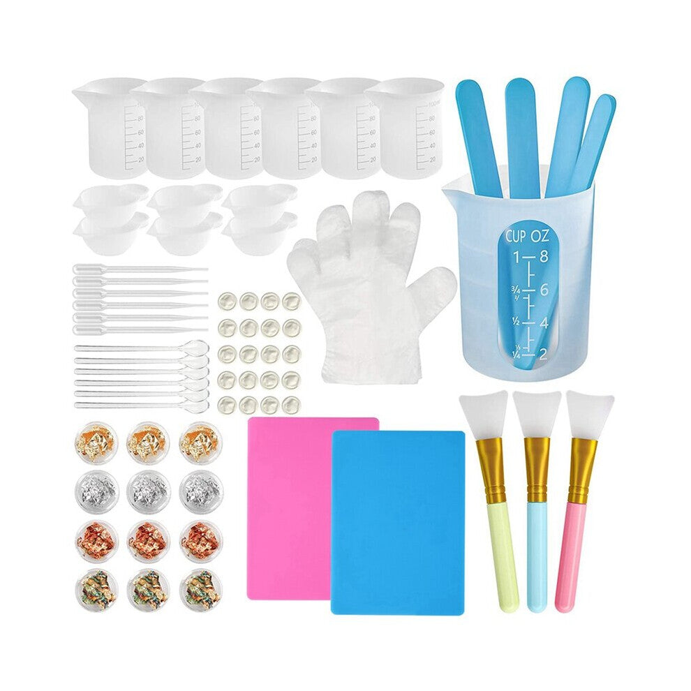 Silicone Resin Measuring Cups Tool Kit- With Measure Cups, Resin Mat, Popsicle Sticks, Brushes, Pipettes, Gloves