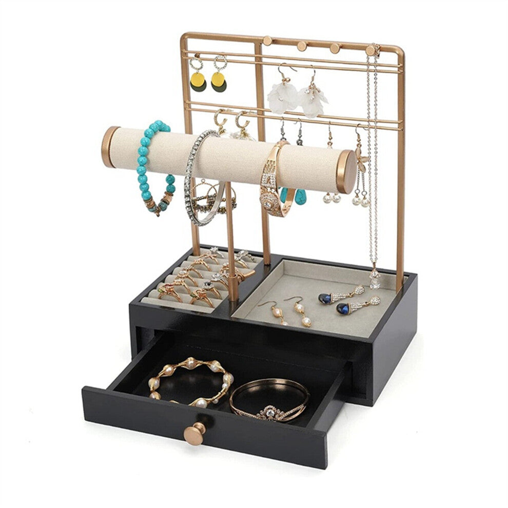 Jewelry Organizer with Wooden Drawer Storage Box,Tabletop Jewelry Holder,Jewelry Stand Display for Earrings Ring A