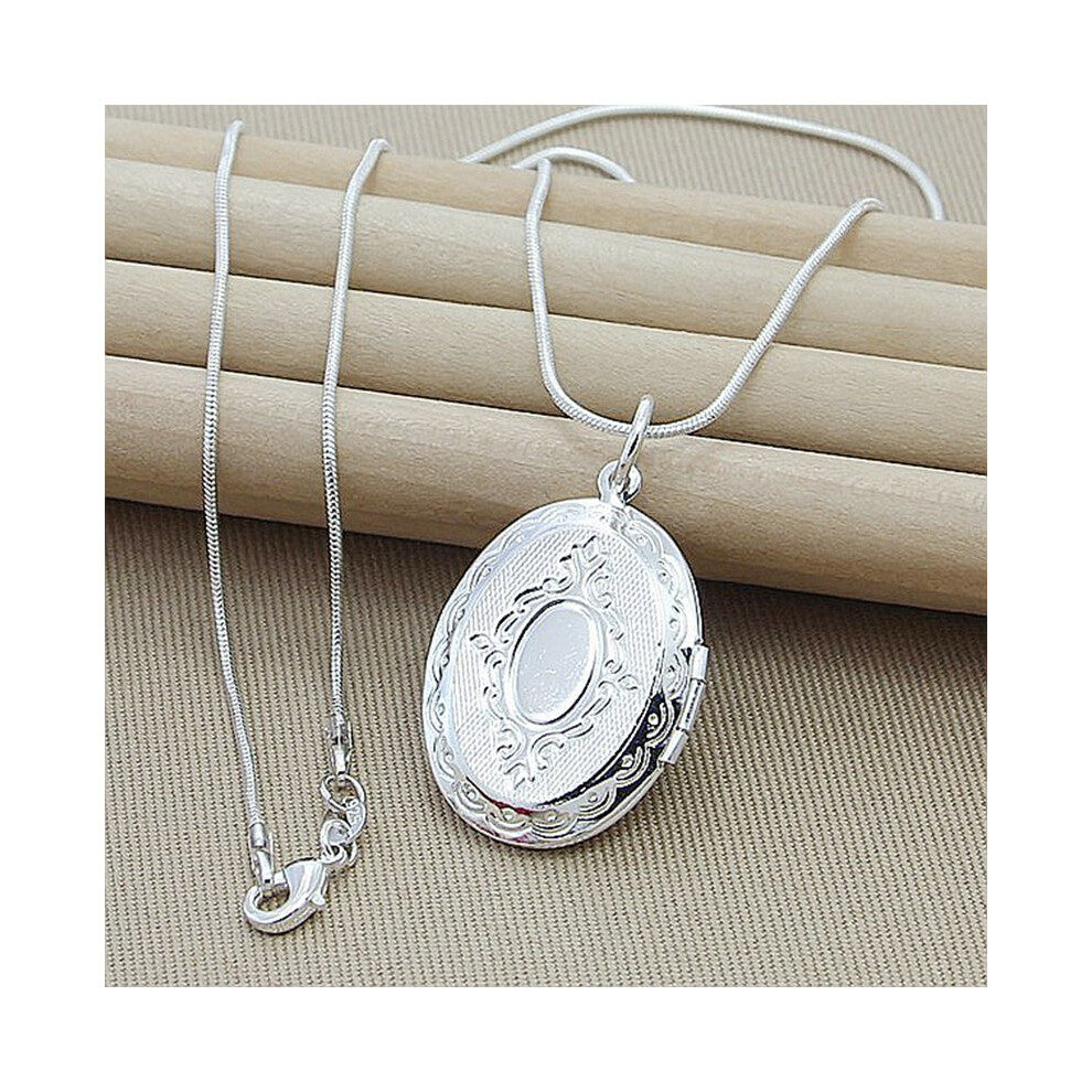 Christmas Gift 925 Sterling Silver Photo Frame Pendant Necklace Female Charm Jewelry Necklace Top