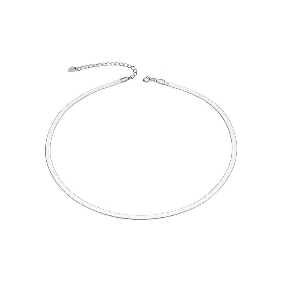 925 Sterling Silver Shining Snake Chokers Necklace Splice Stackable Chain For Women Fine Jewelry 36+5.5CM