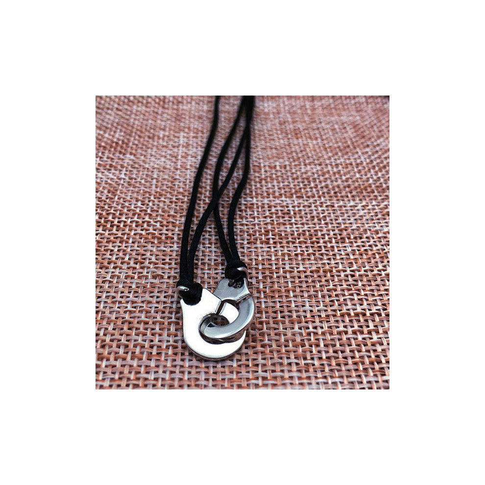 Jewelry 925 Silver Handcuff Les Menottes Pendant Necklace With Adjustable Rope For Men Women Bijoux Collier Gift